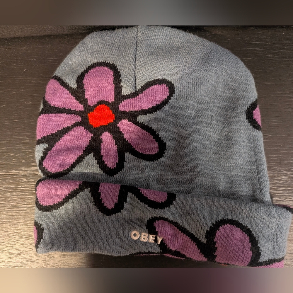 Obey Gray and Purple Floral Hat